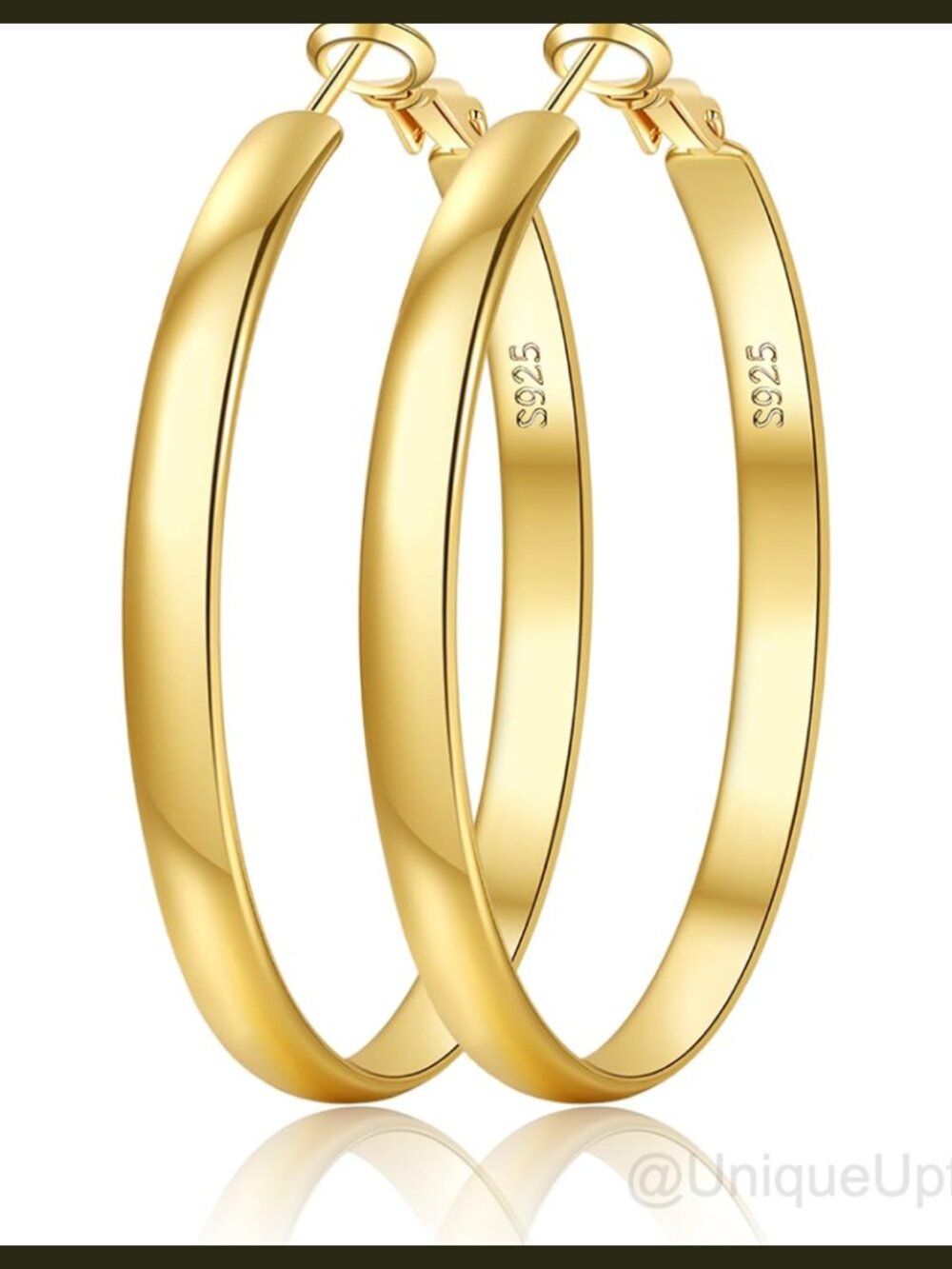 Sterling Silver Hoop Earrings 14K Gold Plated 5mm Wide Hypoallergenic